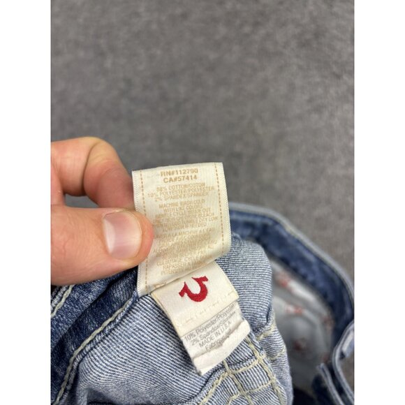True Religion Jeans Womens 28 Blue Straight Leg Made USA Embroidered Pockets - Picture 9 of 9
